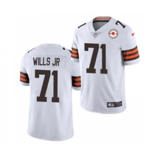Men's Cleveland Browns #71 Jedrick Wills Jr. 2021 White 75th Anniversary Patch Vapor Untouchable Limited Jersey - Ujersey