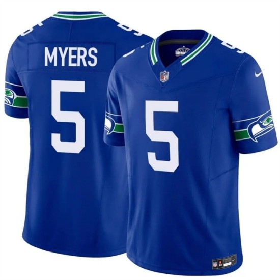 Men's Seattle Seahawks #5 Jason Myers Royal 2025 F.U.S.E Throwback Vapor Limited Stitched Football Jersey - Ujersey