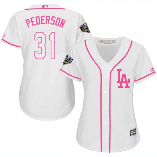 Women's Majestic Los Angeles Dodgers #31 Joc Pederson Authentic White Fashion Cool Base 2018 World Series MLB Jersey - Ujersey