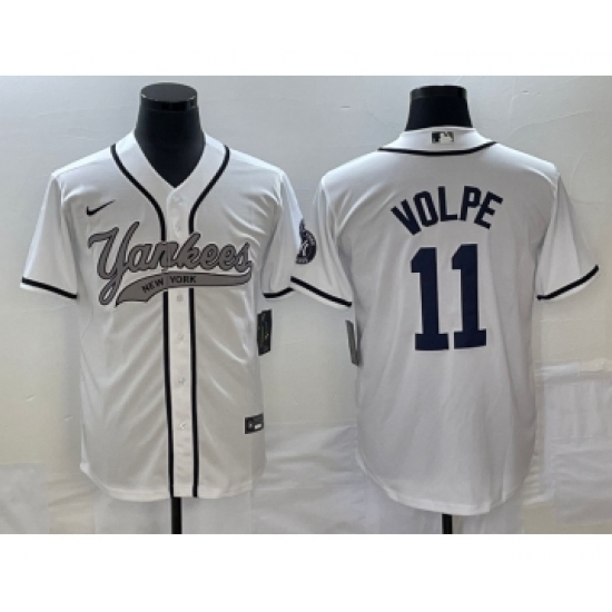 Men's New York Yankees #11 Anthony Volpe White Cool Base Stitched Baseball Jersey - Ujersey