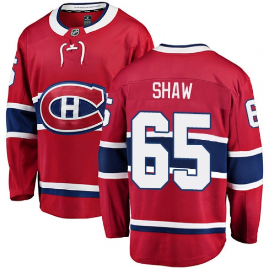 Men's Montreal Canadiens #65 Andrew Shaw Authentic Red Home Fanatics Branded Breakaway NHL Jersey - Ujersey
