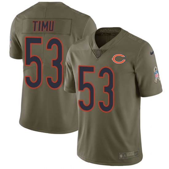 Men's Nike Chicago Bears #53 John Timu Limited Olive 2017 Salute to Service NFL Jersey - Ujersey