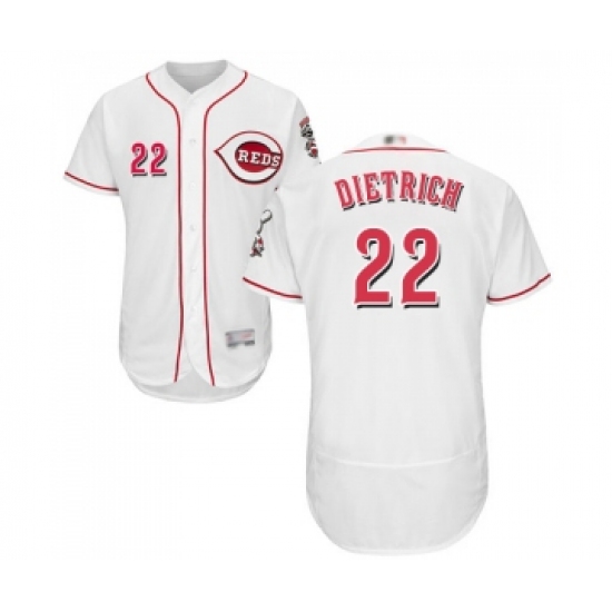 Men's Cincinnati Reds #22 Derek Dietrich White Home Flex Base Authentic Collection Baseball Jersey - Ujersey