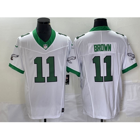 Men's Nike Philadelphia Eagles #11 AJ Brown White 2023 F.U.S.E. Vapor Limited Throwback Stitched Football Jersey - Ujersey
