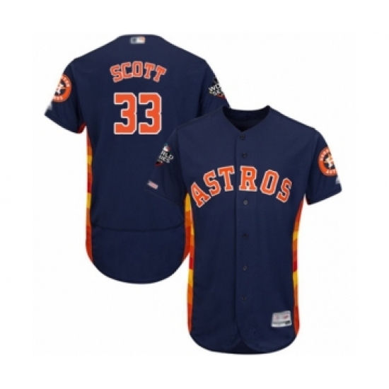 Men's Houston Astros #33 Mike Scott Navy Blue Alternate Flex Base Authentic Collection 2019 World Series Bound Baseball Jersey - Ujersey