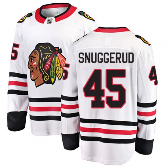 Men's Chicago Blackhawks #45 Luc Snuggerud Fanatics Branded White Away Breakaway NHL Jersey - Ujersey