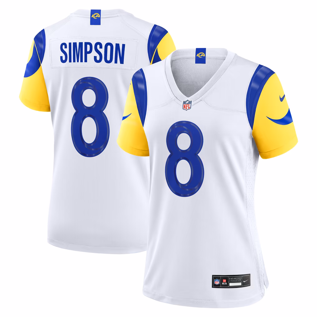 Women's Los Angeles Rams Ty Simpson Nike White Game Jersey - Ujersey