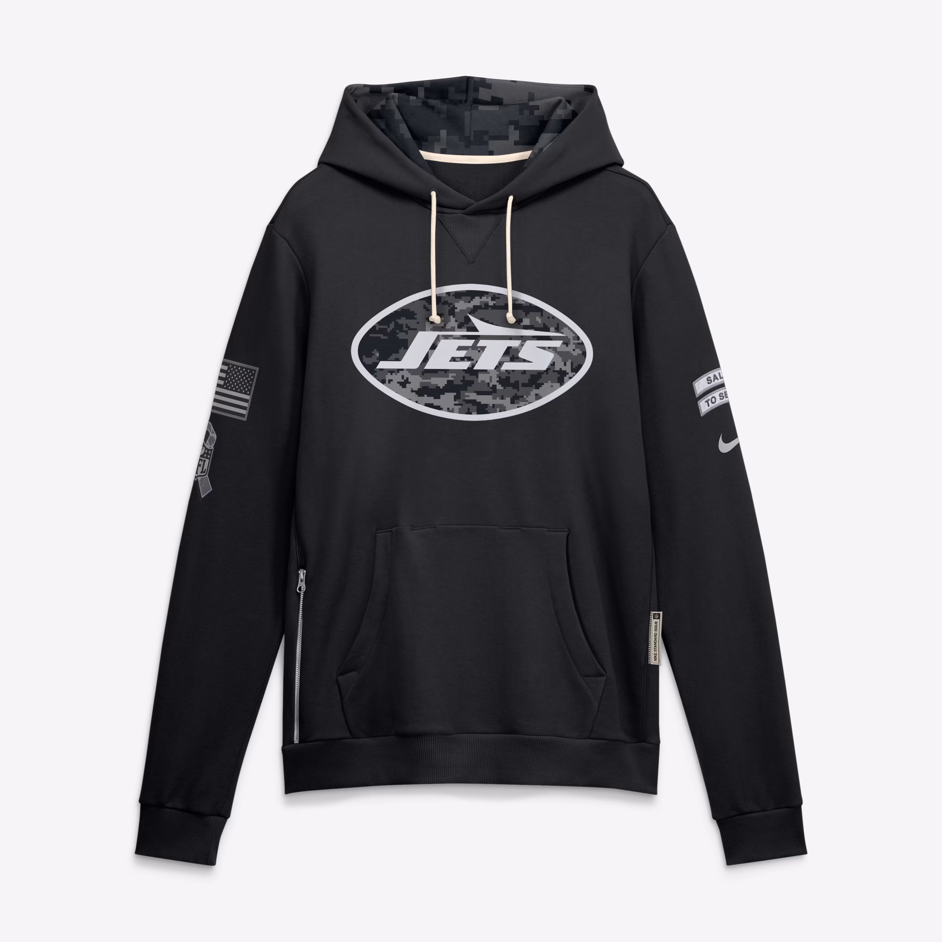 Men's New York Jets  Nike Black 2026 Salute to Service Sideline Dri-FIT Pullover Hoodie - U-jersey