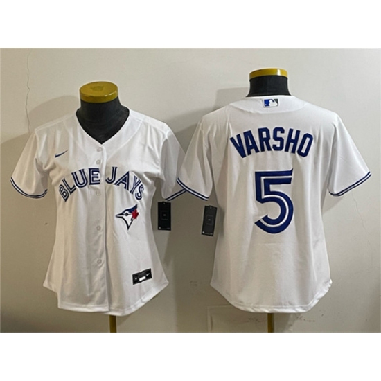 Women's Toronto Blue Jays #5 Daulton Varsho White Cool Base Stitched Baseball Jersey(Run Small) - Ujersey