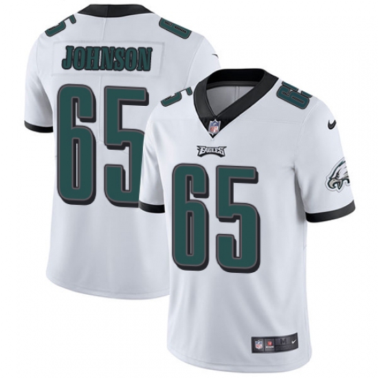 Men's Nike Philadelphia Eagles #65 Lane Johnson White Vapor Untouchable Limited Player NFL Jersey - Ujersey