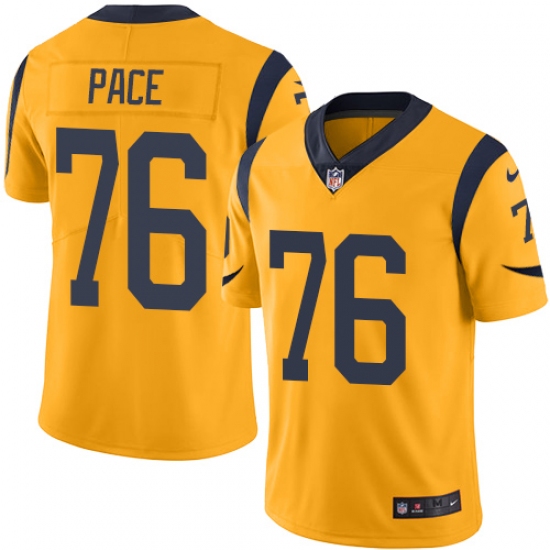 Men's Nike Los Angeles Rams #76 Orlando Pace Limited Gold Rush Vapor Untouchable NFL Jersey - Ujersey