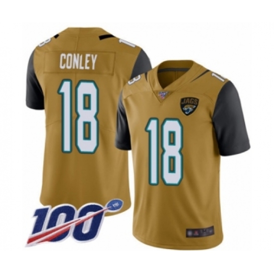Men's Jacksonville Jaguars #18 Chris Conley Limited Gold Rush Vapor Untouchable 100th Season Football Jersey - Ujersey