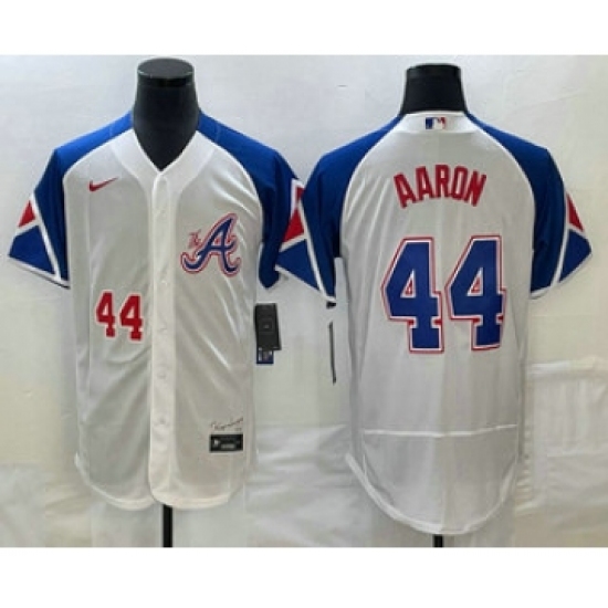 Men's Atlanta Braves #44 Hank Aaron Number White 2023 City Connect Flex Base Stitched Jersey - Ujersey