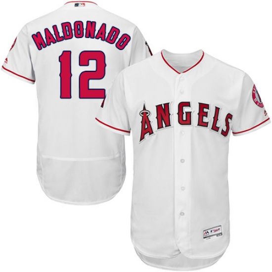 Men's Majestic Los Angeles Angels of Anaheim #12 Martin Maldonado White Flexbase Authentic Collection MLB Jersey - Ujersey
