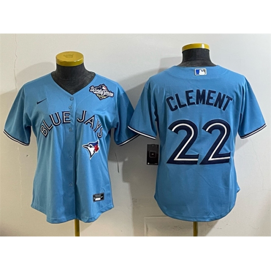 Women's Toronto Blue Jays #22 Ernie Clement Blue 2025 World Series Cool Base Stitched Baseball Jersey(Run Small)