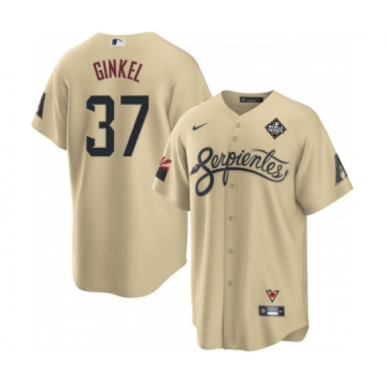 Men's Arizona Diamondbacks #37 Kevin Ginkel Gold 2023 World Series City Connect Cool Base Stitched Baseball Jersey - Ujersey