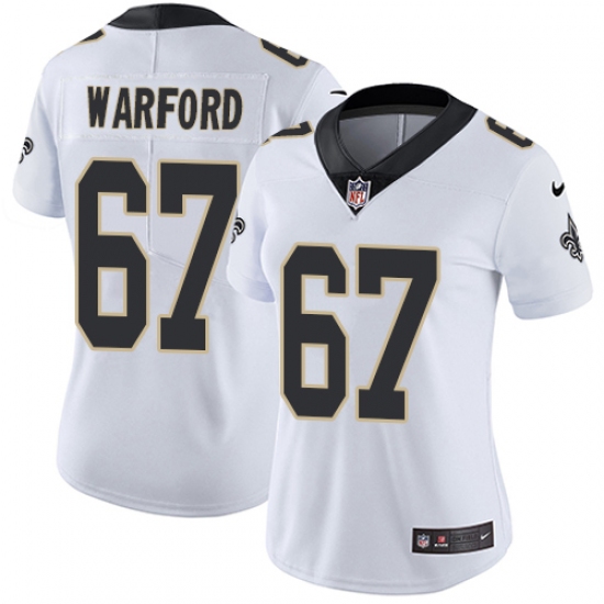 Women's Nike New Orleans Saints #67 Larry Warford White Vapor Untouchable Elite Player NFL Jersey - Ujersey