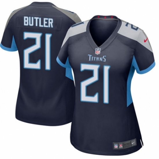 Women's Nike Tennessee Titans #21 Malcolm Butler Game Navy Blue Team Color NFL Jersey - Ujersey