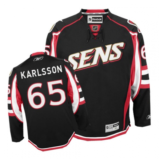Youth Reebok Ottawa Senators #65 Erik Karlsson Authentic Black Third NHL Jersey - Ujersey