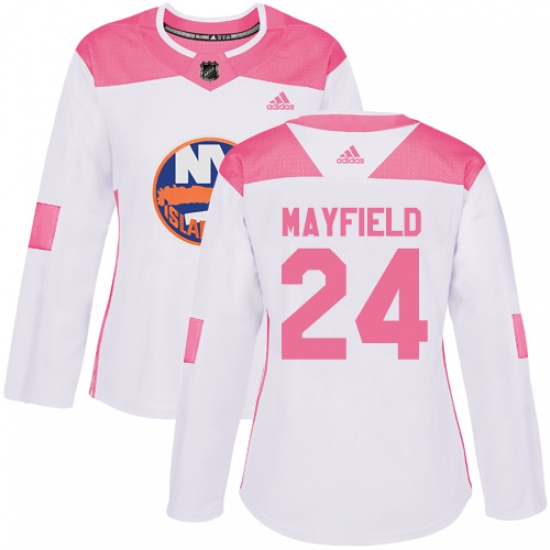 Women's Adidas New York Islanders #24 Scott Mayfield Authentic White Pink Fashion NHL Jersey - Ujersey