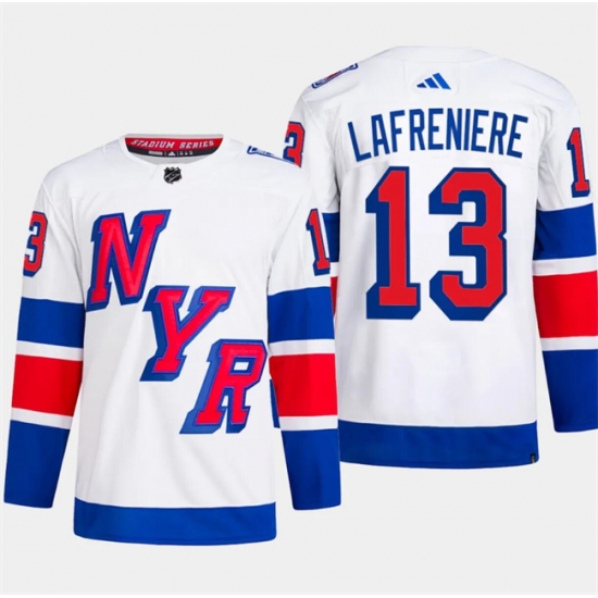 Men's New York Rangers #13 Alexis Lafreniere White 2024 Stadium Series Stitched Jersey - Ujersey