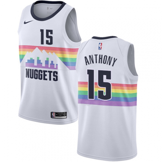 Women's Nike Denver Nuggets #15 Carmelo Anthony Swingman White NBA Jersey - City Edition - Ujersey