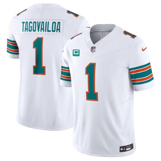 Men's Miami Dolphins #1 Tua Tagovailoa White F.U.S.E Alternate With 3-Star C Vapor Limited Stitched Football Jersey - Ujersey