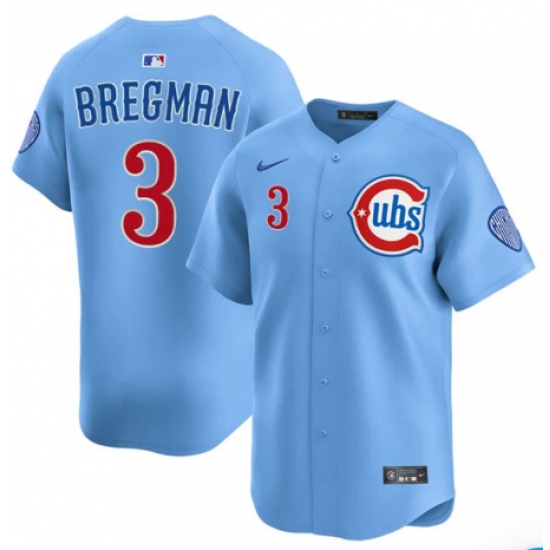 Men's Chicago Cubs #3 Alex Bregman Blue 2nd Alternate Limited Stitched Baseball Jersey - Ujersey