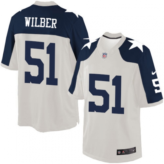 Men's Nike Dallas Cowboys #51 Kyle Wilber Limited White Throwback Alternate NFL Jersey - Ujersey