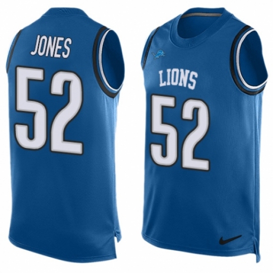 Men's Nike Detroit Lions #52 Christian Jones Limited Blue Player Name & Number Tank Top NFL Jersey - Ujersey