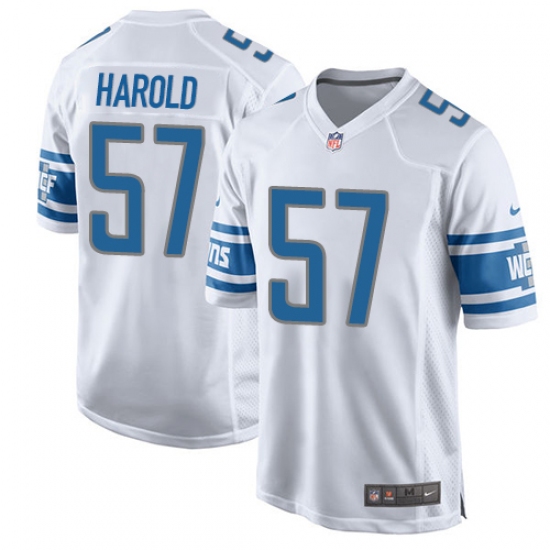 Men's Nike Detroit Lions #57 Eli Harold Game White NFL Jersey - Ujersey