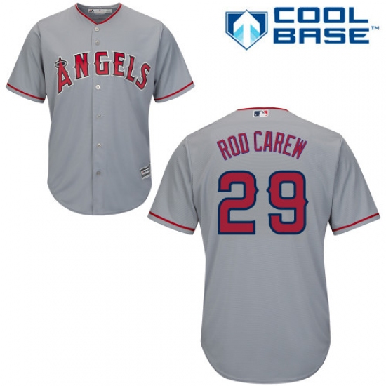 Youth Majestic Los Angeles Angels of Anaheim #29 Rod Carew Authentic Grey Road Cool Base MLB Jersey - Ujersey