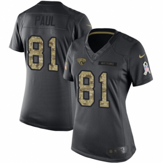 Women's Nike Jacksonville Jaguars #81 Niles Paul Limited Black 2016 Salute to Service NFL Jersey - Ujersey