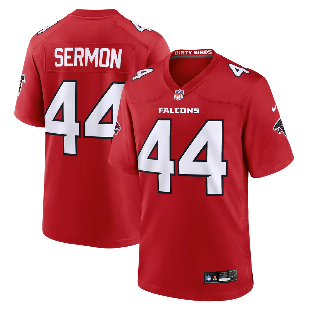 Men's Atlanta Falcons Trey Sermon Nike Red Team Game Jersey - Ujersey