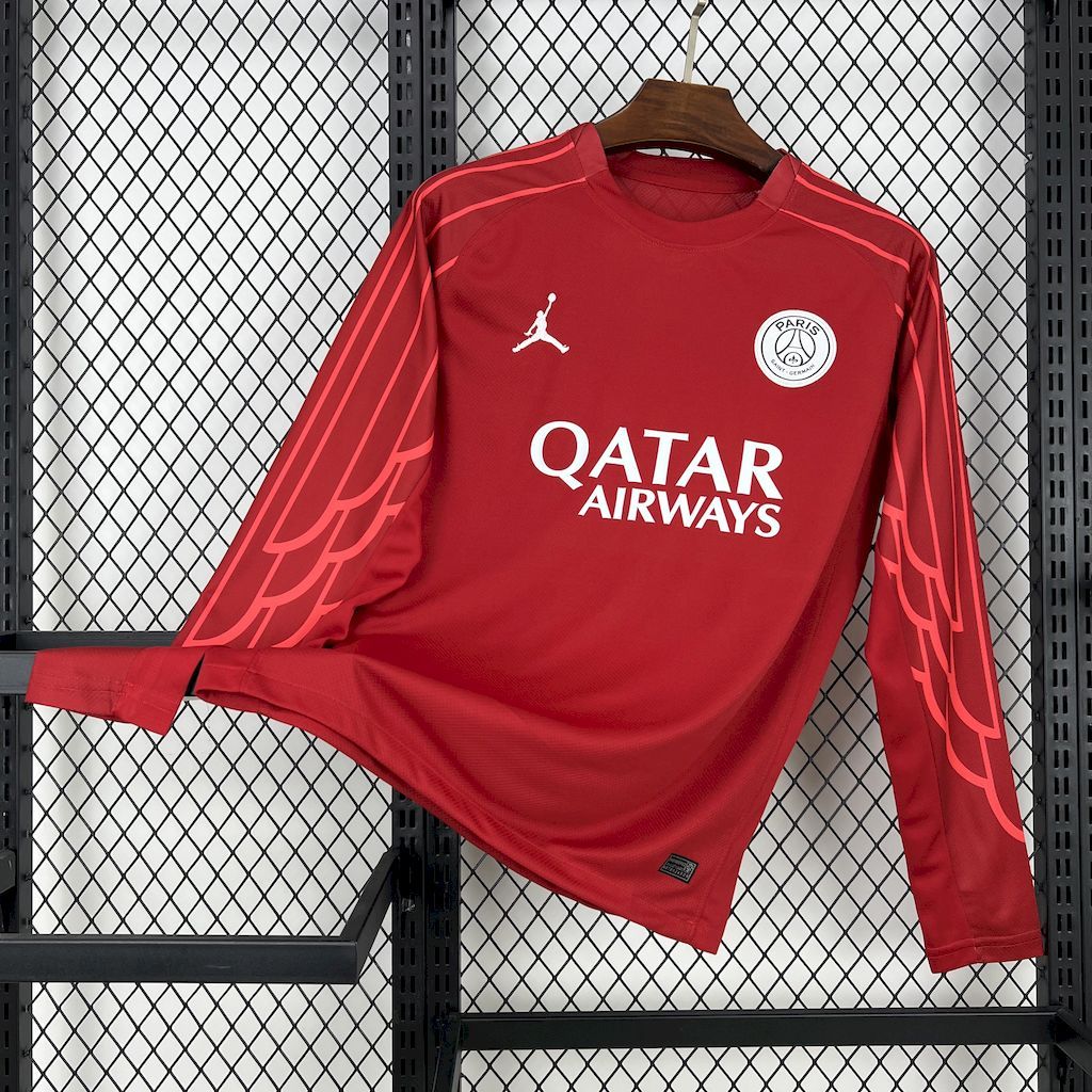 PSG Soccer Jersey Red Custom Long Sleeve Shirt 2025/26 - ujerseystore