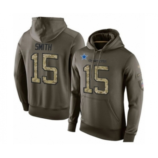 Football Men's Dallas Cowboys #15 Devin Smith Green Salute To Service Pullover Hoodie - Ujersey