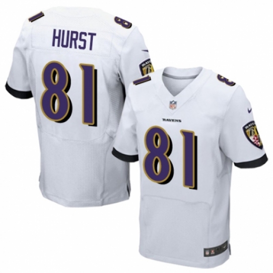 Men's Nike Baltimore Ravens #81 Hayden Hurst Elite White NFL Jersey - Ujersey