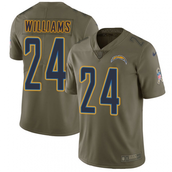 Men's Nike Los Angeles Chargers #24 Trevor Williams Limited Olive 2017 Salute to Service NFL Jersey - Ujersey