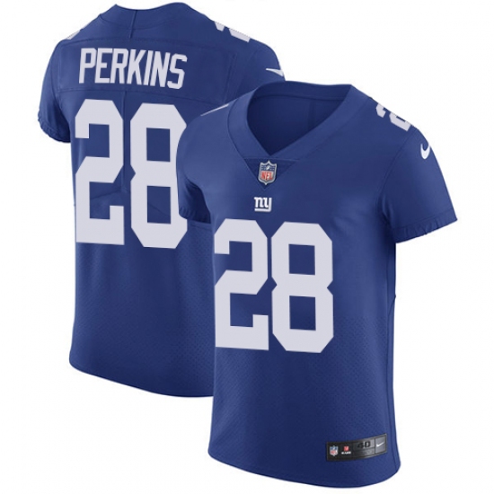Men's Nike New York Giants #28 Paul Perkins Elite Royal Blue Team Color NFL Jersey - Ujersey