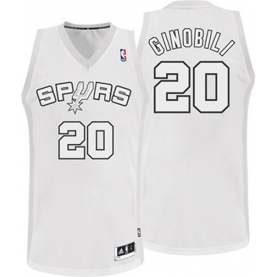 Men's Adidas San Antonio Spurs #20 Manu Ginobili Authentic White Winter On-Court NBA Jersey - Ujersey