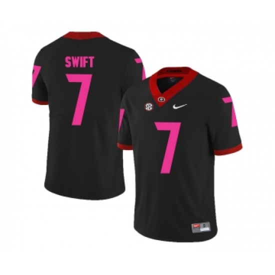 Georgia Bulldogs 7 D'Andre Swift Black 2018 Breast Cancer Awareness College Football Jersey - Ujersey