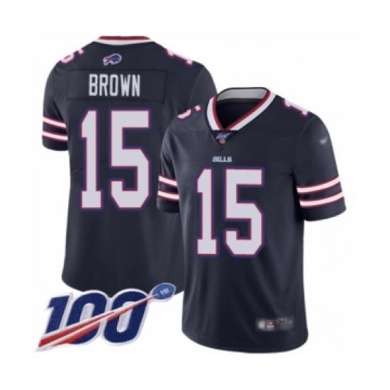Men's Buffalo Bills #15 John Brown Limited Navy Blue Inverted Legend 100th Season Football Jersey - Ujersey