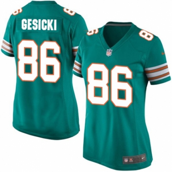 Women's Nike Miami Dolphins #86 Mike Gesicki Game Aqua Green Alternate NFL Jersey - Ujersey