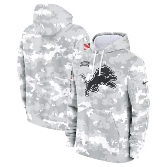 Men's Detroit Lions 2024 Arctic Camo Salute To Service Club Fleece Pullover Hoodie - Ujersey