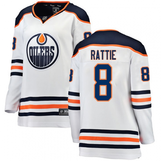 Women's Edmonton Oilers #8 Ty Rattie Authentic White Away Fanatics Branded Breakaway NHL Jersey - Ujersey