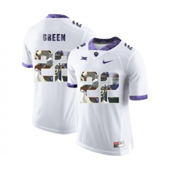 TCU Horned Frogs 22 Aaron Green White With Portrait Print College Football Limited Jersey - Ujersey