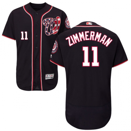 Men's Majestic Washington Nationals #11 Ryan Zimmerman Navy Blue Alternate Flex Base Authentic Collection MLB Jersey - Ujersey