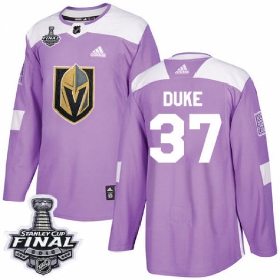 Youth Adidas Vegas Golden Knights #37 Reid Duke Authentic Purple Fights Cancer Practice 2018 Stanley Cup Final NHL Jersey - Ujersey