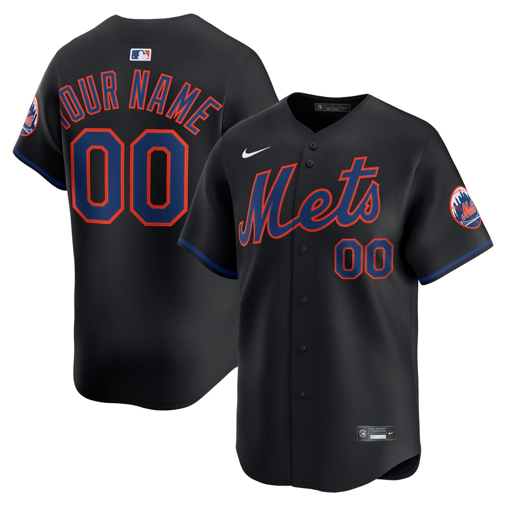 Men's New York Mets Nike Black Alternate Limited Custom Jersey - Ujersey