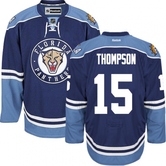 Men's Reebok Florida Panthers #15 Paul Thompson Premier Navy Blue Third NHL Jersey